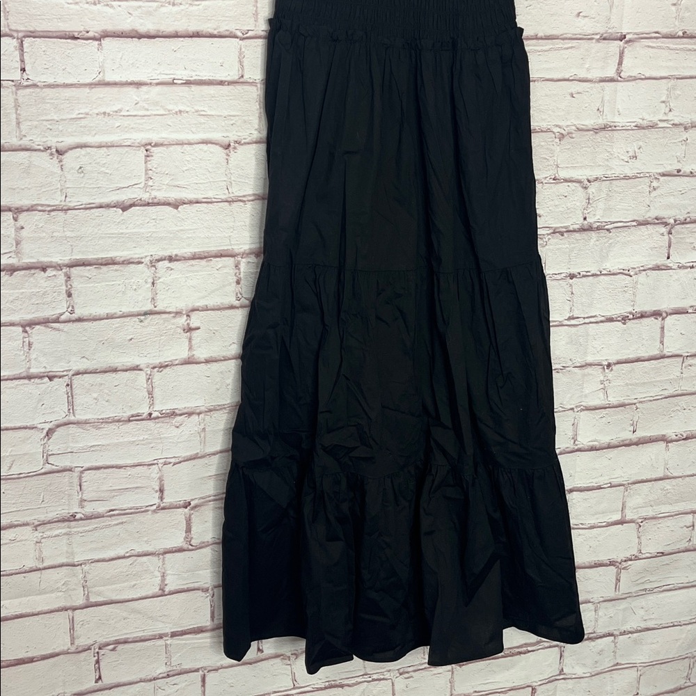 WAYF Tiered Midi Dress Black Smocked Waist NWT Large - Picture 4 of 10